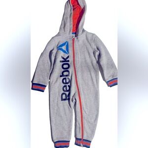 Reebok Infant Boys Grey/Orange/Blue Hooded Romper